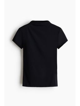 H&M - Women Black Stand-Collar Ponte Di Roma Top