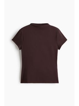 H&M - Women Brown Stand-Collar Ponte Di Roma Top