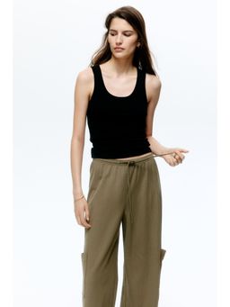 H&M - Women Green Cargo Drawstring Trousers