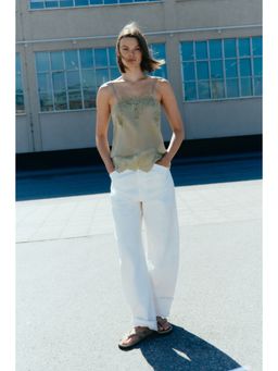 H&M - Women Green Lace-Trimmed Viscose Top