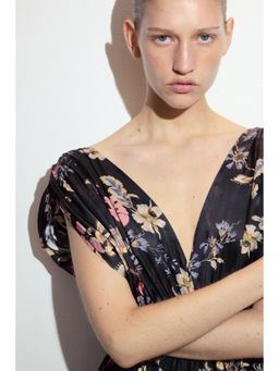 H&M - Women Black Draped Tie-Detail Dress