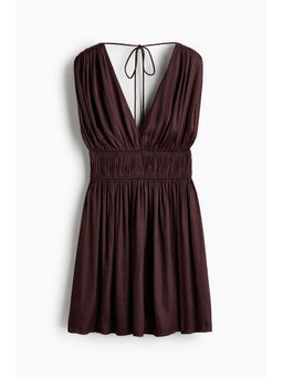 H&M - Women Brown Draped Tie-Detail Dress
