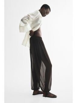 H&M - Women Brown Mesh Balloon Trousers