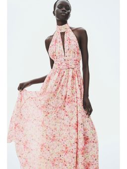 H&M - Women Pink Tie-Detail Halter Neck Dress
