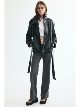 H&M - Women Grey Low-Waisted Twill Trousers