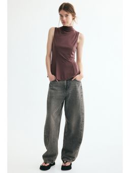 H&M - Women Brown Modal-Blend Turtleneck Top