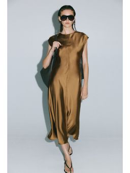 H&M - Women Gold Satin Midi Dress