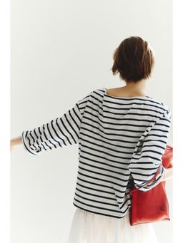 H&M - Women White Long-Sleeved Boat-Neck Top