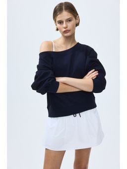 H&M - Women Blue Off-The-Shoulder Sweatshirt