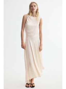 H&M - Women Beige Asymmetric Satin Dress