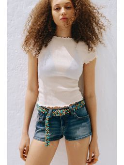 H&M - Women White Crinkled Boat-Neck Top