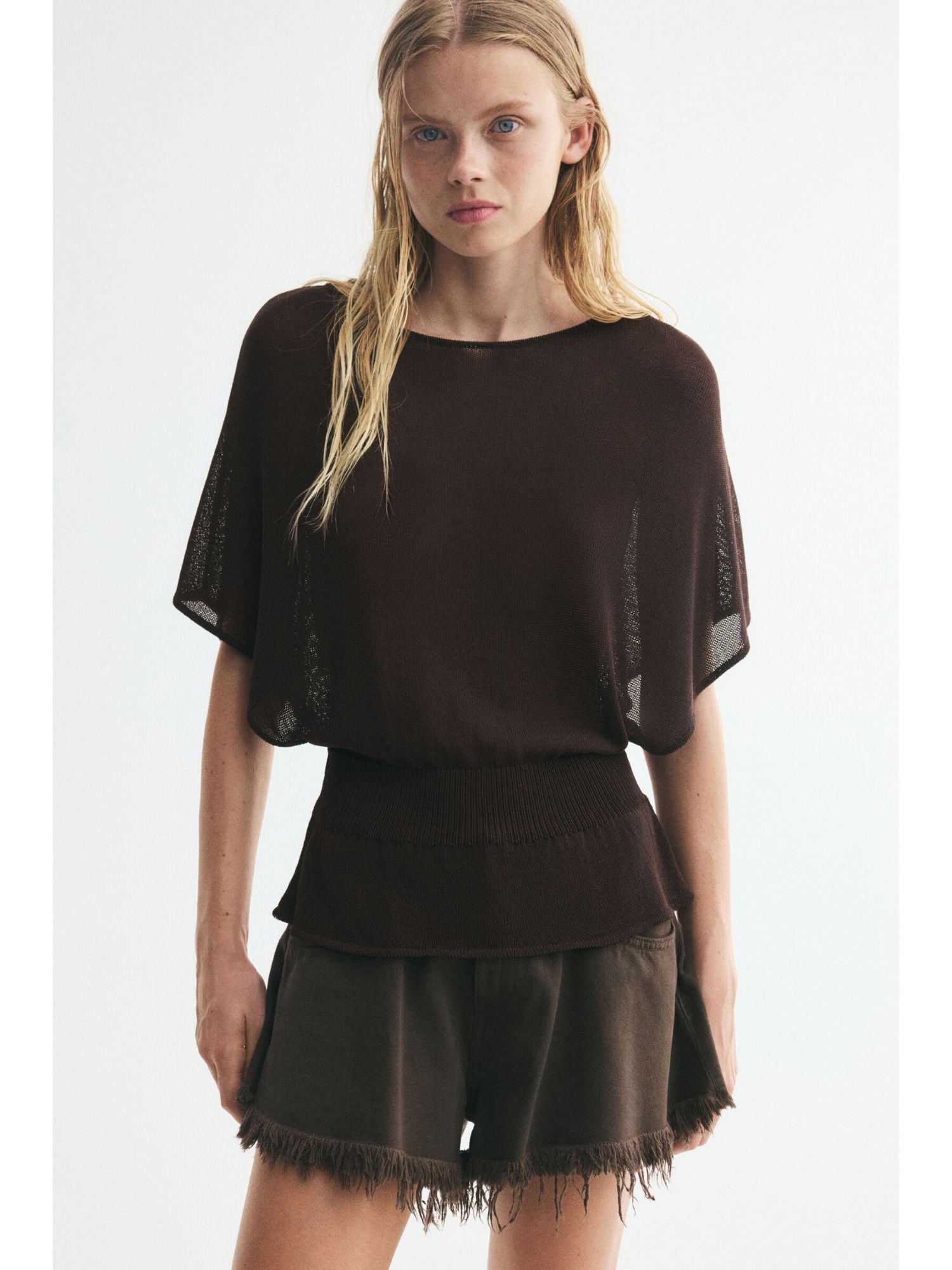 h&m Women Brown Knitted Boat-Neck Top-picture-23