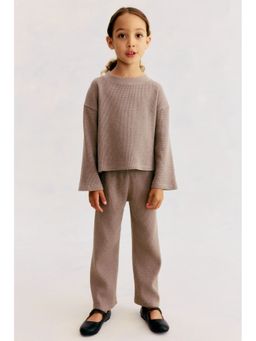 H&M - Girls Brown 2-Piece Waffled Cotton Set