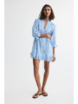 H&M - Women Blue Broderie Anglaise Cotton Dress