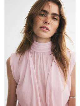 H&M - Women Pink Cropped Bubble-Hem Top