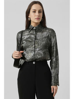 Van Heusen - Women Olive Print Long Sleeves Formal Shirt