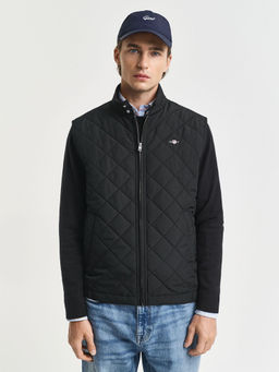 GANT - Men's Black Quilted Regular Fit Windcheater Vest Jacket