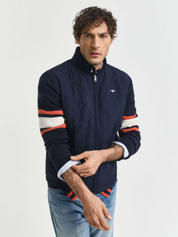 GANT - Men's Navy Blue Quilted Regular Fit Windcheater Vest Jacket