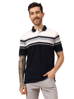 Cantabil - Men's Navy Half Sleeves Casual Polo T-shirt