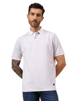 Cantabil - Men's Ivory Half Sleeves Casual Polo T-shirt