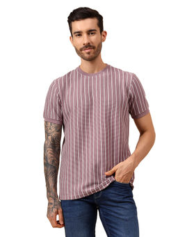 Cantabil - Men's Mauve Half Sleeves Casual T-shirt