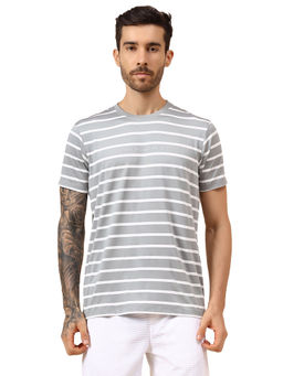 Cantabil - Men's Grey Half Sleeves Casual T-shirt
