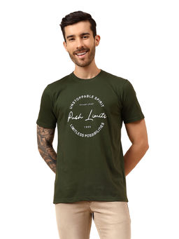 Cantabil - Men's Green Half Sleeves Casual T-shirt
