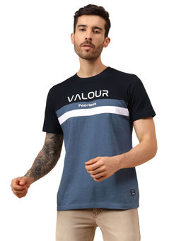 Cantabil - Men's Blue Half Sleeves Casual T-shirt