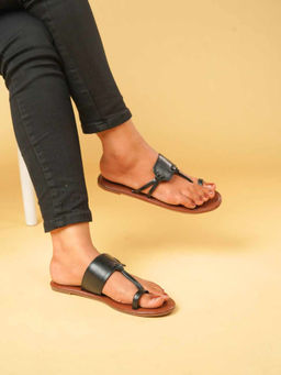 The Madras Trunk - Women Black & Brown Kolhapuris