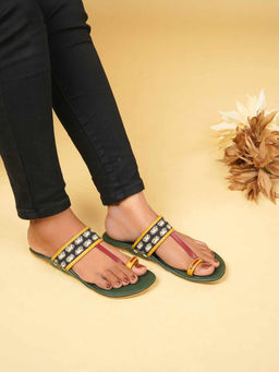 The Madras Trunk - Women Green Kolhapuris