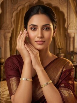 Adwitiya - Women's 24CT Gold Plated CNBC Sleek Bangles In Dual Finish (Pack of 2)