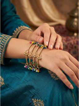Adwitiya - Womens Kashmiri Twisted Bangles with Multi-Color Beaded Latkans (Pack of 4)
