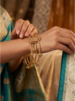 Adwitiya - Womens Kashmiri Twisted Bangles with Cascading Ghungroo Latkans (Pack of 4)