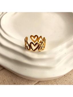 TAAHIRA JEWELLERY - 18K Gold Plated Multi Heart Adjustable Ring