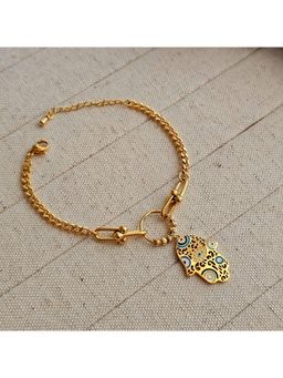 TAAHIRA JEWELLERY - 18K Gold Plated Hamsa Evil Eye Chain Bracelet