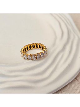 TAAHIRA JEWELLERY - 18K Gold Plated Oval Zircon Band Ring