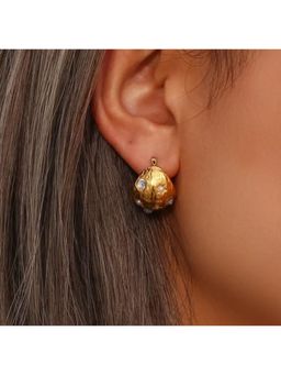 TAAHIRA JEWELLERY - 18K Gold Plated Half Ball Zircon Hoop Earrings