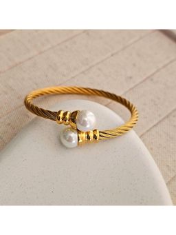 TAAHIRA JEWELLERY - 18K Gold Plated White Opal Cuff Bracelet