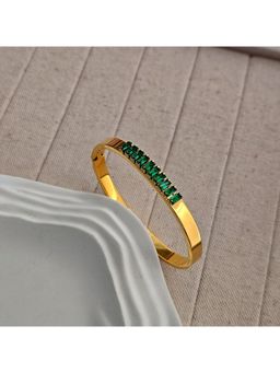 TAAHIRA JEWELLERY - 18K Gold Plated Rihanna Green Baguette Bracelet