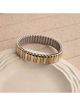 TAAHIRA JEWELLERY - 18K Gold Plated Elastic Silver Band Bracelet