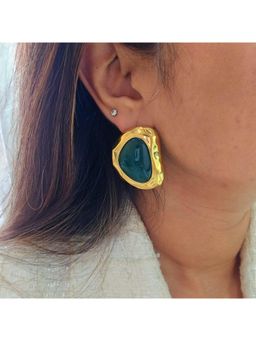 TAAHIRA JEWELLERY - 18K Gold Plated Paris Emerald Stone Earrings