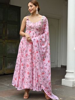 Lavanya The Label - Rose Print Anarkali (Set of 3)