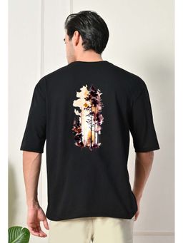 Glito - Black Men's Cotton Printed Oversized T-shirt