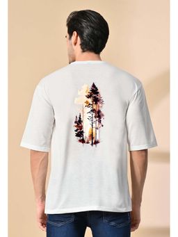 Glito - White Men's Cotton Printed Oversized T-shirt