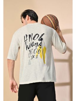 Glito - Grey Men's Cotton Printed Oversized T-shirt