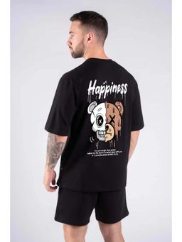 Glito - Black Men's Cotton Printed Oversized T-shirt