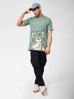 Glito - Blue Men's Cotton Printed Oversized T-shirt