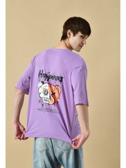 Glito - Purple Men's Cotton Printed Oversized T-shirt
