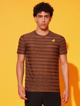 Glito - Brown Men's Regular Fit Cotton Printed T-shirt for Casual