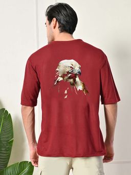 Glito - Red Men's Cotton Printed Oversized T-shirt